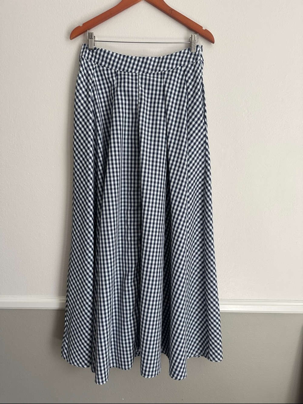 Gingham Maxi Skirt - Navy and White